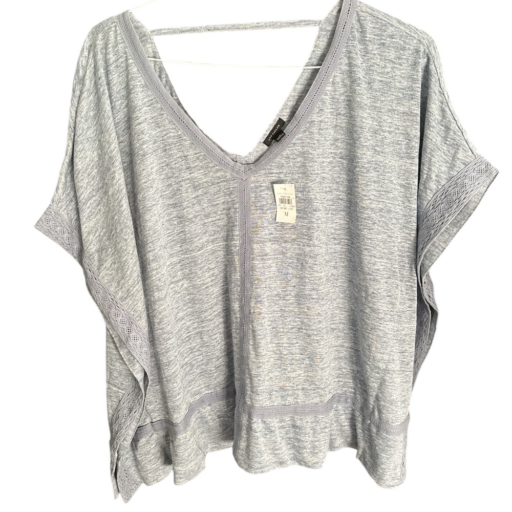 Ann Taylor Heather Blue  V-Neck Blouse Poncho NWT